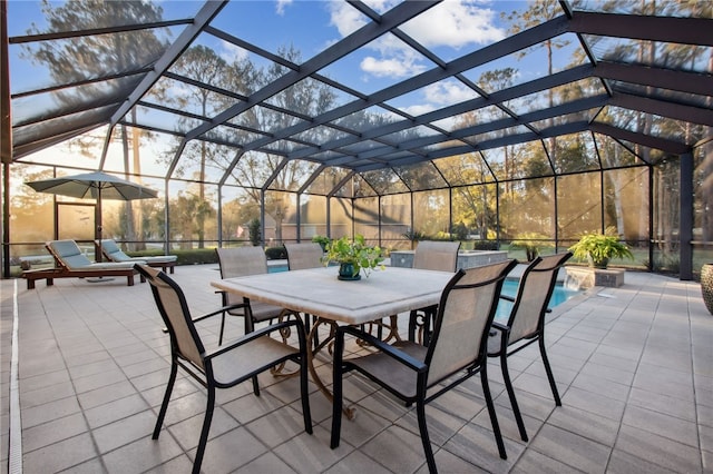 view of patio / terrace with glass enclosure