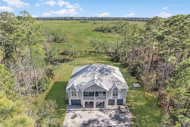 drone / aerial view featuring a rural view