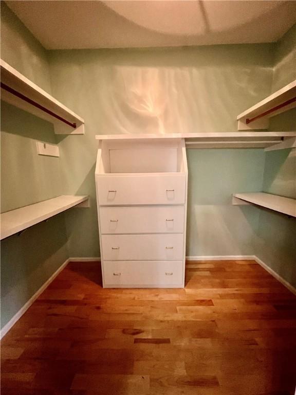 walk in closet featuring wood-type flooring