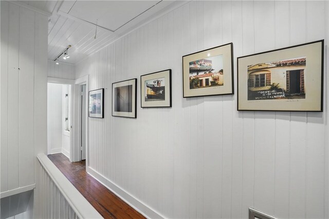 4206 Tenth St, Saint Simons Island, GA 31522 - hallway featuring attic access and track lighting
