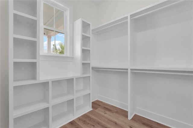 spacious closet with wood finished floors