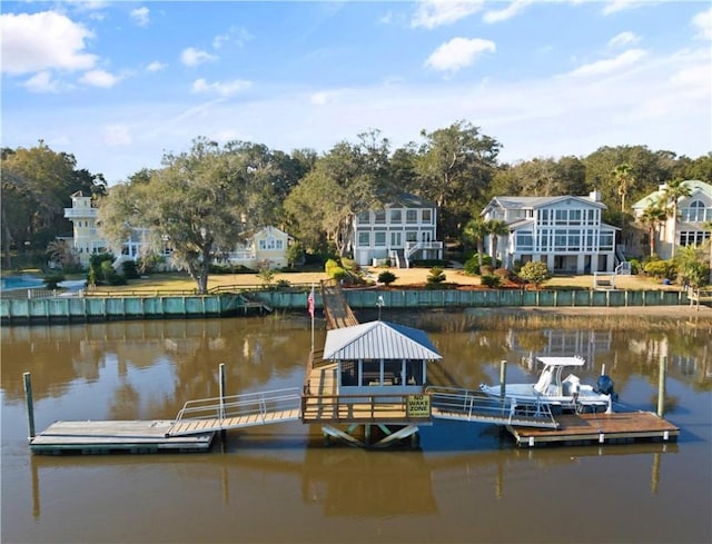 dock area featuring a water view