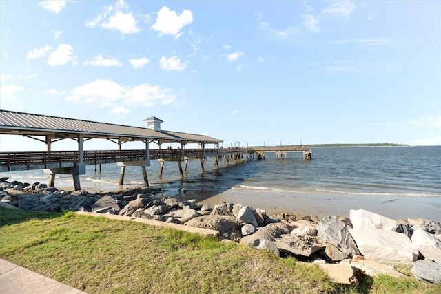 view of dock featuring a water view