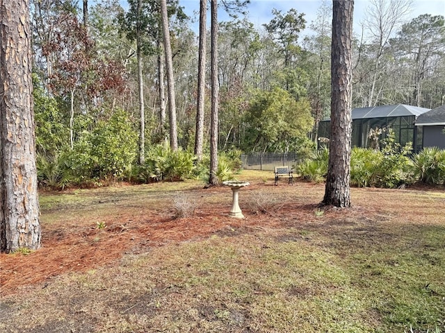 view of yard featuring a lanai