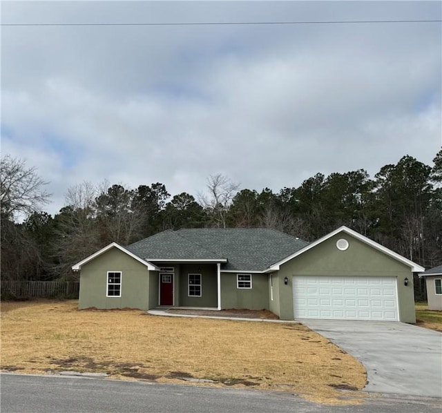 ranch-style home with a garage