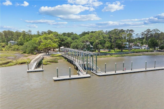 1232 Riverpoint Ln NE, Townsend, GA 31331 - dock area featuring a water view and view of wooded area