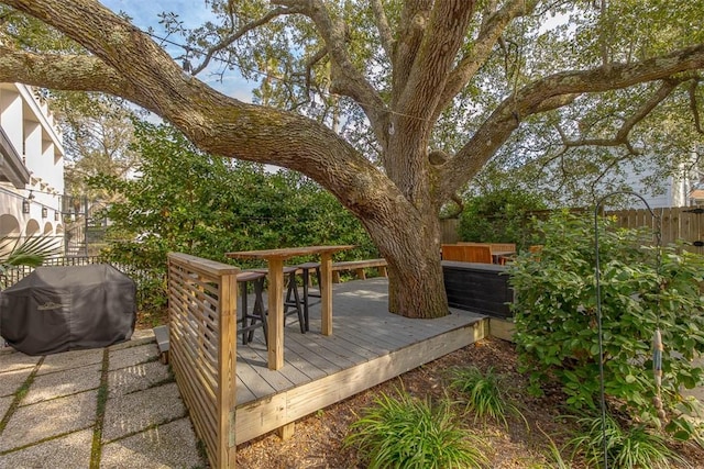 deck featuring grilling area