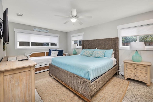 bedroom featuring ceiling fan