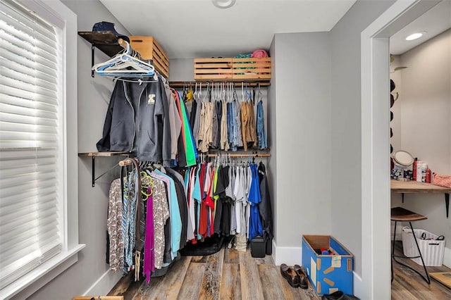 spacious closet featuring wood finished floors