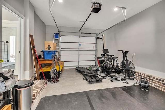 garage with a garage door opener