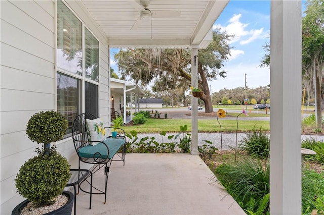 view of patio / terrace with ceiling fan