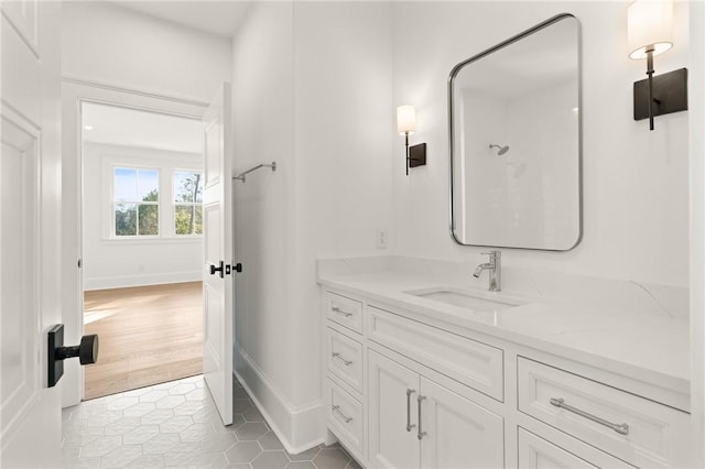 bathroom featuring vanity and tile patterned floors