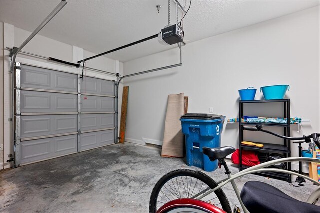 garage with a garage door opener
