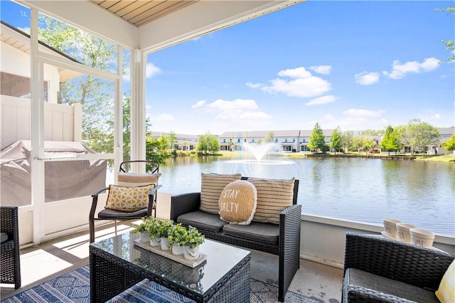 balcony with a water view
