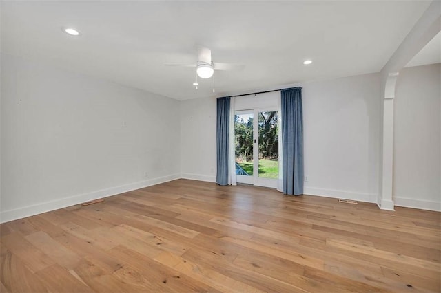 111 Youngwood Dr, Saint Simons Island, GA 31522 - empty room featuring light wood-style floors, ceiling fan, and recessed lighting