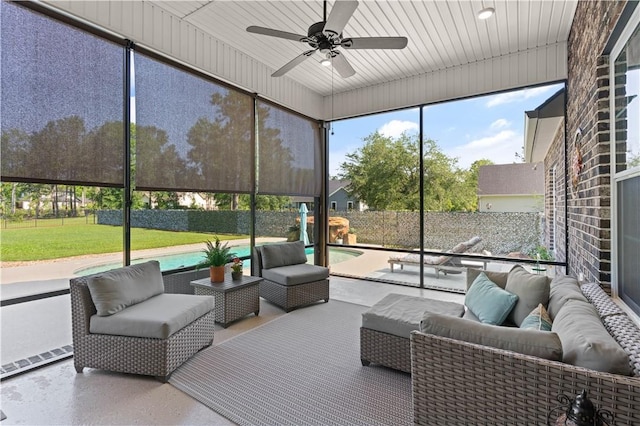 98 Bartram Trl, Brunswick, GA 31523 - sunroom / solarium with an outdoor hangout area and ceiling fan