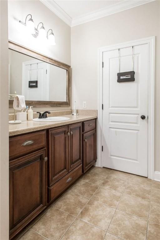 4901 Stanfield Rd, Patterson, GA 31557 - bathroom with vanity, crown molding, and tile patterned flooring