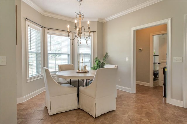 4901 Stanfield Rd, Patterson, GA 31557 - dining area with a chandelier, crown molding, and light tile patterned floors