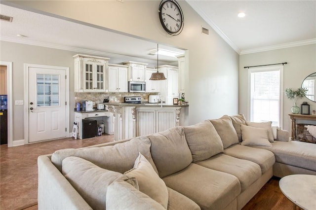 4901 Stanfield Rd, Patterson, GA 31557 - living room featuring crown molding and recessed lighting