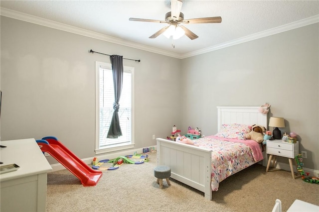 4901 Stanfield Rd, Patterson, GA 31557 - bedroom featuring carpet flooring, ornamental molding, and ceiling fan