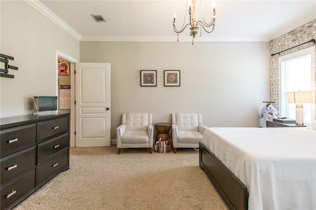 4901 Stanfield Rd, Patterson, GA 31557 - bedroom with ornamental molding, a chandelier, and light colored carpet