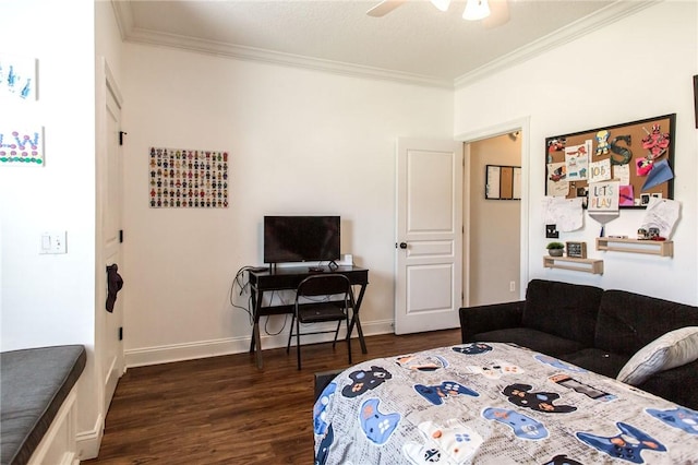 4901 Stanfield Rd, Patterson, GA 31557 - bedroom with ornamental molding, wood finished floors, and a ceiling fan