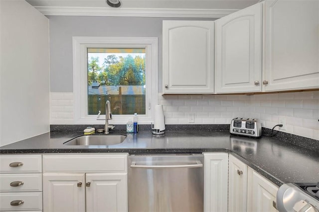 kitchen with white cabinets, sink, and appliances with stainless steel finishes