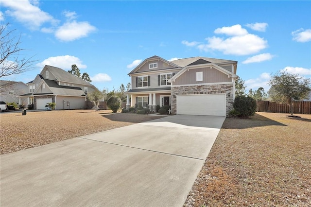 view of front of house with a garage and a porch