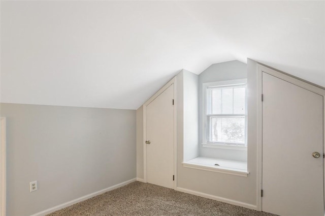 additional living space with light colored carpet and lofted ceiling