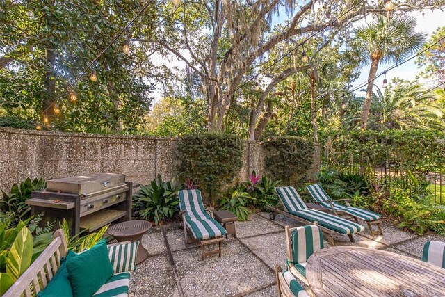 view of patio / terrace featuring a grill