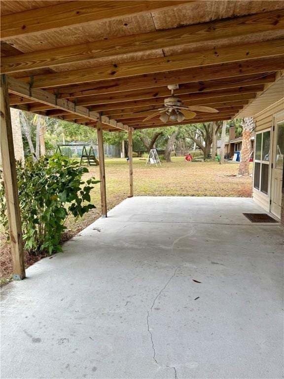 view of patio / terrace with ceiling fan