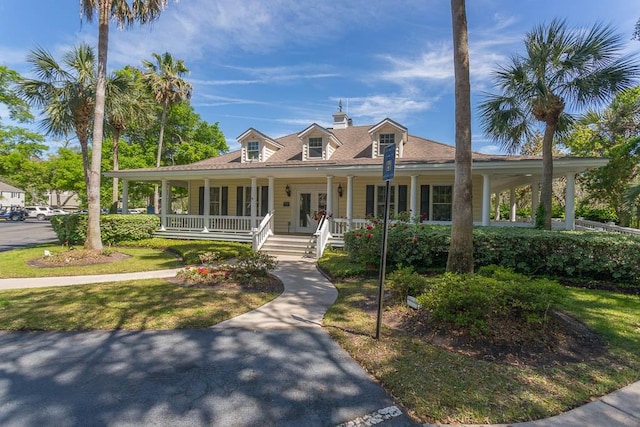 country-style home featuring covered porch