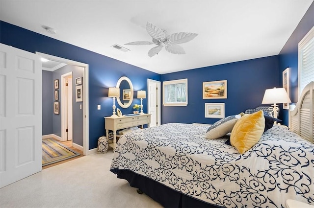 552 Old Plantation Rd, Jekyll Island, GA 31527 - carpeted bedroom featuring a ceiling fan and baseboards
