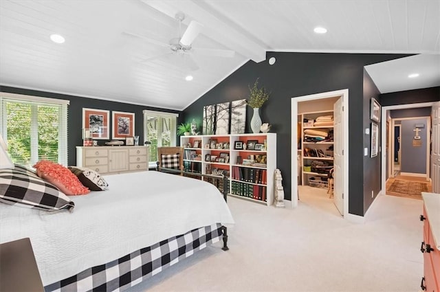 552 Old Plantation Rd, Jekyll Island, GA 31527 - bedroom featuring a spacious closet, a ceiling fan, recessed lighting, and carpet floors