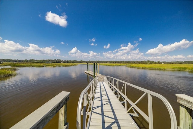 dock area featuring a water view