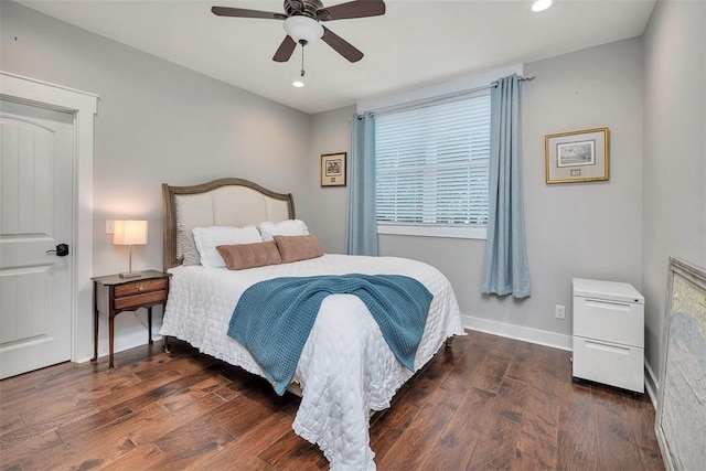 107 Reynoso Ave, Saint Simons Island, GA 31522 - bedroom featuring wood finished floors, recessed lighting, baseboards, and a ceiling fan