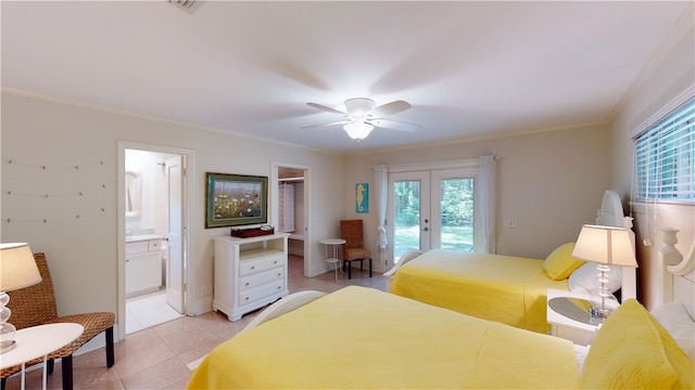 635 Old Plantation Rd, Jekyll Island, GA 31527 - bedroom featuring access to outside, french doors, light tile patterned floors, and multiple windows