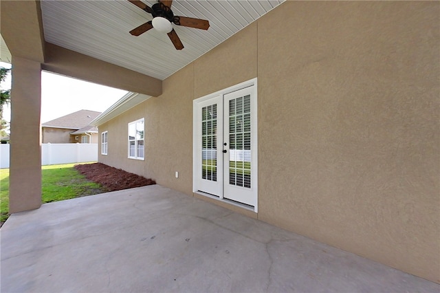 550 Freedom Trl, Brunswick, GA 31525 - view of patio featuring ceiling fan and french doors