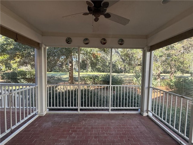 view of patio / terrace featuring ceiling fan