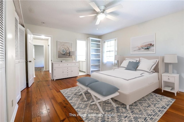 140 Belle Point Pkwy, Brunswick, GA 31525 - bedroom with hardwood / wood-style flooring and a ceiling fan