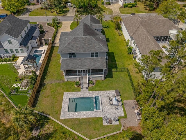 aerial view with a residential view