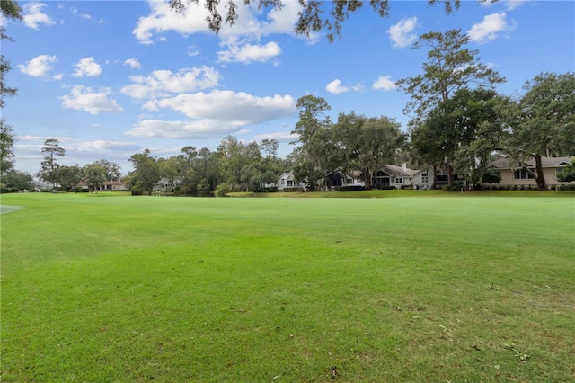 view of property's community with a yard