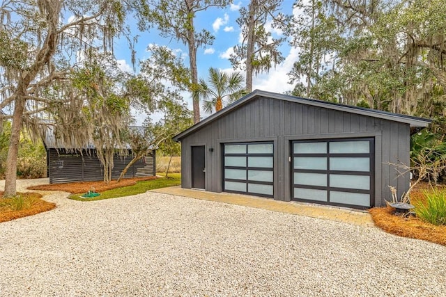 view of detached garage