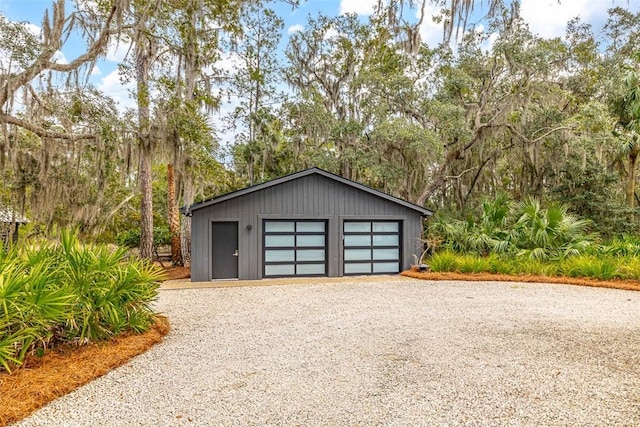 view of detached garage