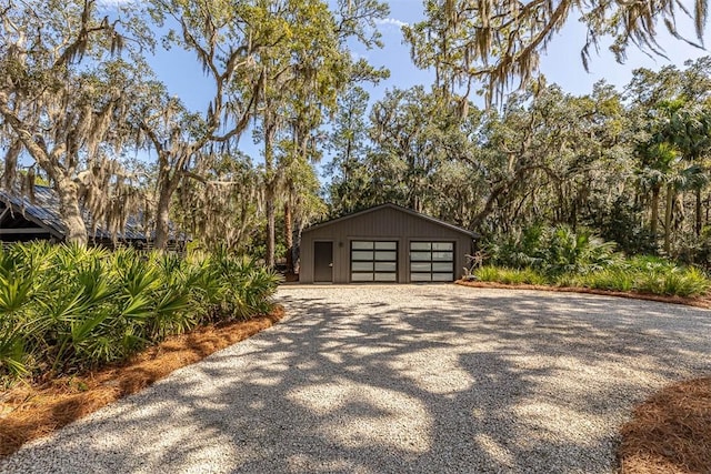 view of detached garage