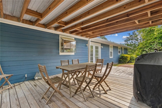 501 W Hall St, Saint Marys, GA 31558 - deck with area for grilling, outdoor dining space, and french doors