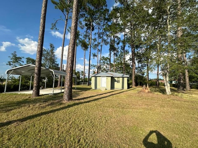 view of yard featuring a carport