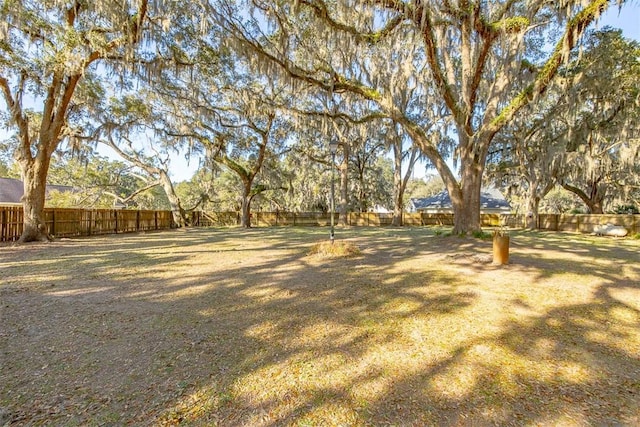 view of yard featuring a fenced backyard