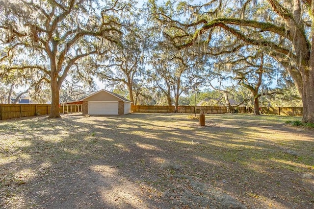 view of yard featuring a fenced backyard