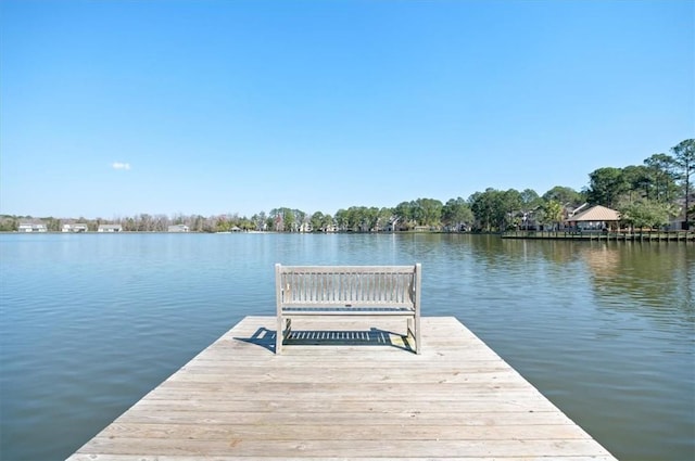 view of dock featuring a water view